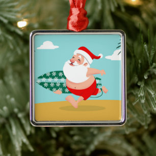 Cartoon Santa-strand Metalen Ornament