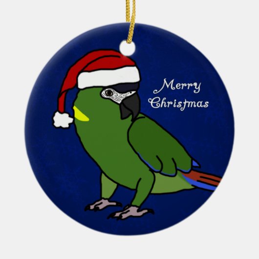 Cartoon Santa Yellow Collared Macaw Ornament (Voorkant)