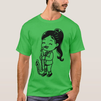 Cartoon Saophone Girl funny T-shirt