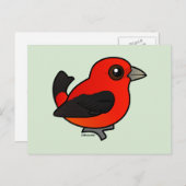 Cartoon Scarlet Tanager Briefkaart (Voorkant / Achterkant)