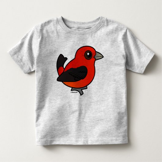 Cartoon Scarlet Tanager Kinder Shirts (Voorkant)