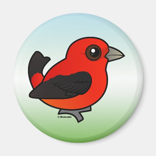 Cartoon Scarlet Tanager Magneet (Voorkant)