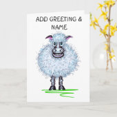 Cartoon Schaap  Kaart (Gele Bloem)