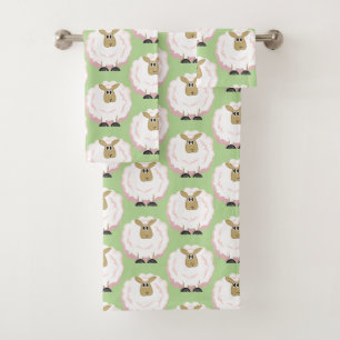 Cartoon schapenkoppel bad handdoek