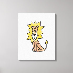 cartoon schattig leeuw kinderen retro safari jungl canvas afdruk