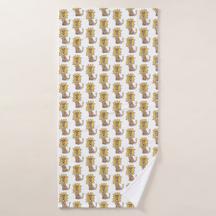 cartoon schattige leeuw kinder retro safari oerwou badhanddoek