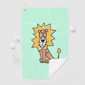 cartoon schattige leeuw kinder retro safari oerwou golfhanddoek (Insitu)