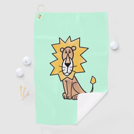cartoon schattige leeuw kinder retro safari oerwou golfhanddoek (Insitu)