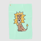 cartoon schattige leeuw kinder retro safari oerwou golfhanddoek (Voorkant)