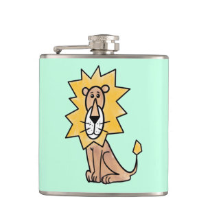 cartoon schattige leeuw kinder retro safari oerwou heupfles