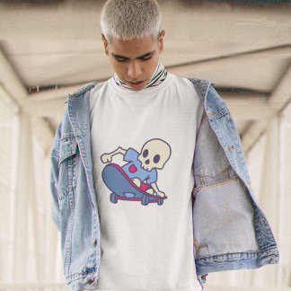 Cartoon Schedel Skateboard Streetwear Grafische T- T-shirt