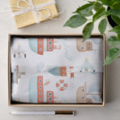 Cartoon Schepen en vogels op witte ontkoppeling Tissuepapier (Geschenk)