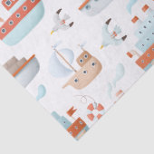 Cartoon Schepen en vogels op witte ontkoppeling Tissuepapier (Detail)