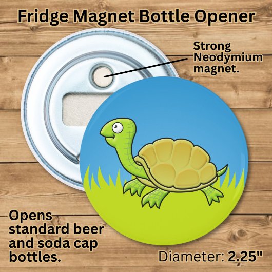 Cartoon Schildpad Button Flesopener