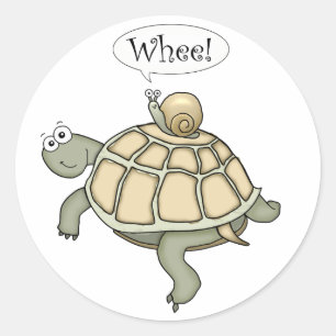 Cartoon schildpad en slak Whee! Leuke sticker cade