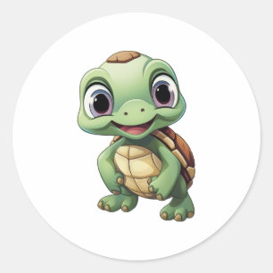 Cartoon schildpad illustratie Kopie Ronde Sticker
