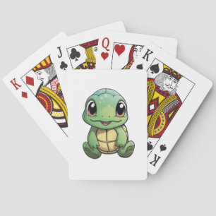 Cartoon schildpad illustratie pokerkaarten