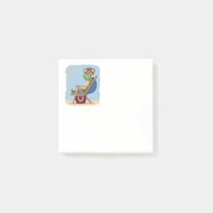 Cartoon Schildpad met Zonnebril Relaxend op Strand Post-it® Notes