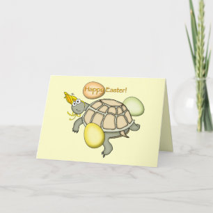Cartoon schildpad paashaas! feestdagen kaart