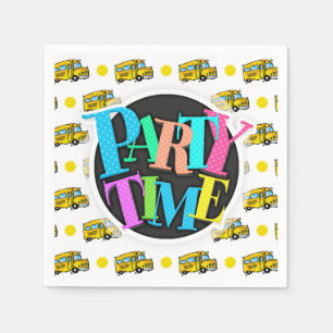 Cartoon School Bus, Gele en Witte Polka Dots Servetten