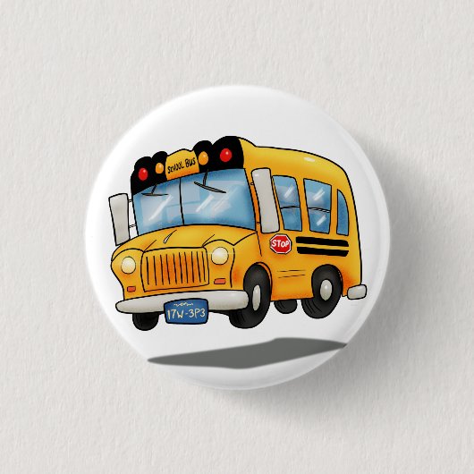 Cartoon School Bus Ronde Button 3,2 Cm (Voorkant)