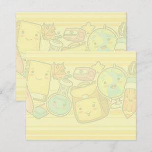 Cartoon Schoolbenodigdheden Patroon Post-it Notiti