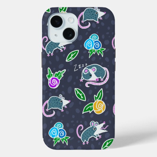 Cartoon Schreeuwende Possum & Flowers Case-Mate iPhone Case (Achterkant)