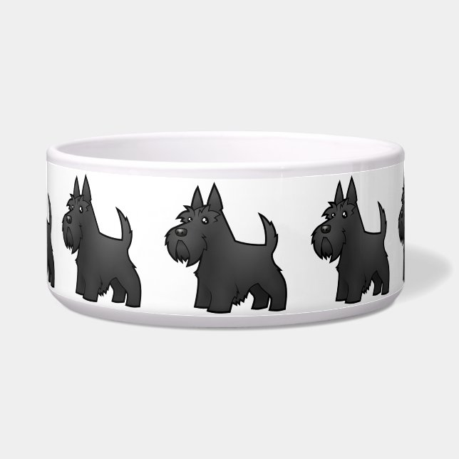 Cartoon Scottish Terrier Voerbakje (Voorkant)