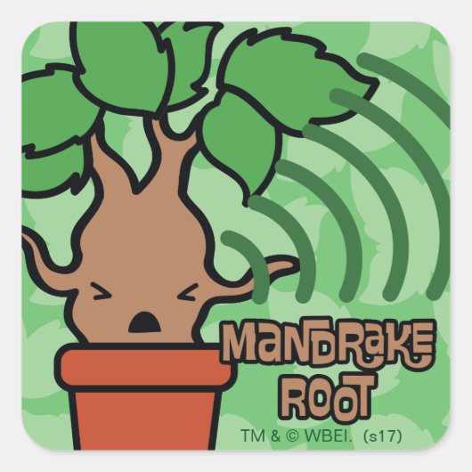 Cartoon Screaming Mandrake Character Art Vierkante Sticker (Voorkant)
