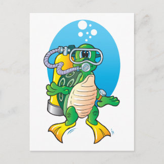 Cartoon Scuba Turtle Briefkaart