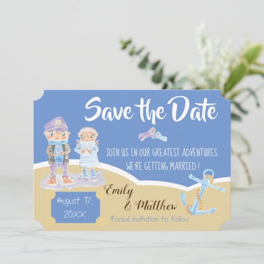 Cartoon Sea Otter Sailors Enregistrer la carte Dat (Debout devant)