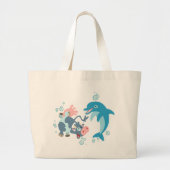 Cartoon Seacow en Dolfijnentas Grote Tote Bag (Voorkant)