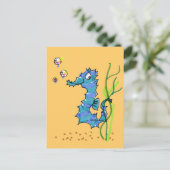 Cartoon Seahorse Cute Briefkaart (Staand voorkant)