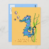 Cartoon Seahorse Cute Briefkaart (Voorkant / Achterkant)