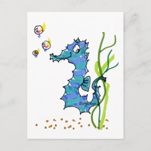 Cartoon Seahorse Cute Briefkaart