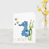Cartoon Seahorse Cute Kaart (Gele Bloem)