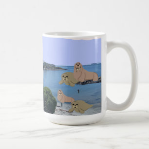 Cartoon Sealions and Walrus Coffee Mok