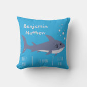 Cartoon Shark Baby Statistiques Coussin bleu (Recto)