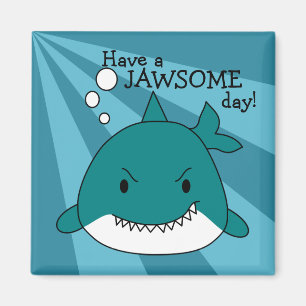 Cartoon Shark Jawsome Day Magneet