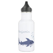 Cartoon Shark Kind Waterfles met Naam Waterfles (Rechts)