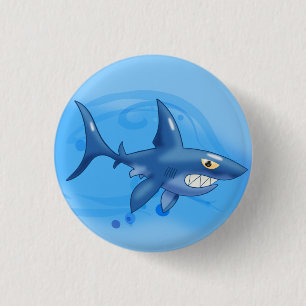 Cartoon Shark Ronde Button 3,2 Cm