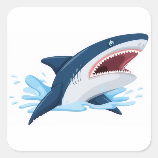 cartoon shark vierkante sticker (Voorkant)