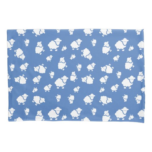 Cartoon Sheep op blauwe achtergrond Kussensloop (Voorkant)