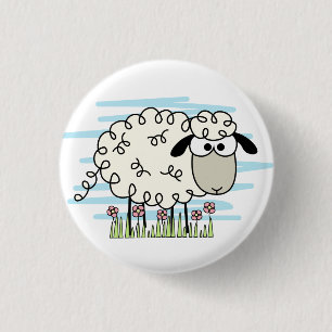 Cartoon Sheep Ronde Button 3,2 Cm