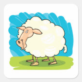 Cartoon Sheep Vierkante Sticker (Voorkant)