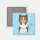 Cartoon Sheltie Magnet Magneet (Voorkant / Achterkant)