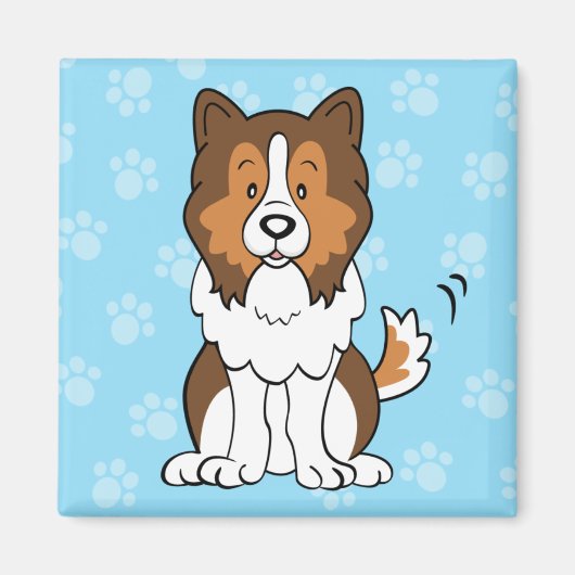 Cartoon Sheltie Magnet Magneet (Voorkant)