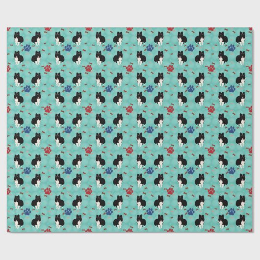 Cartoon Shetland Sheepdog Cadeaupapier (Vlak)
