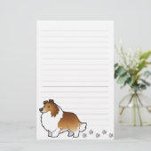 Cartoon Shetland Sheepdog / Collie Briefpapier (Staand voorkant)