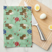 Cartoon Shetland Sheepdog Theedoek (Quarter Fold)